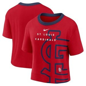 Women's St. Louis Cardinals Nike Red/Navy Team First High Hip Boxy T-Shirt